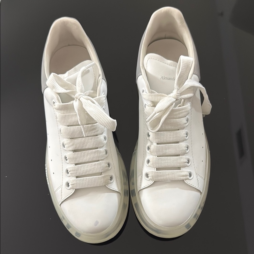 Alexander McQueen Cream Lace-Up Sneakers